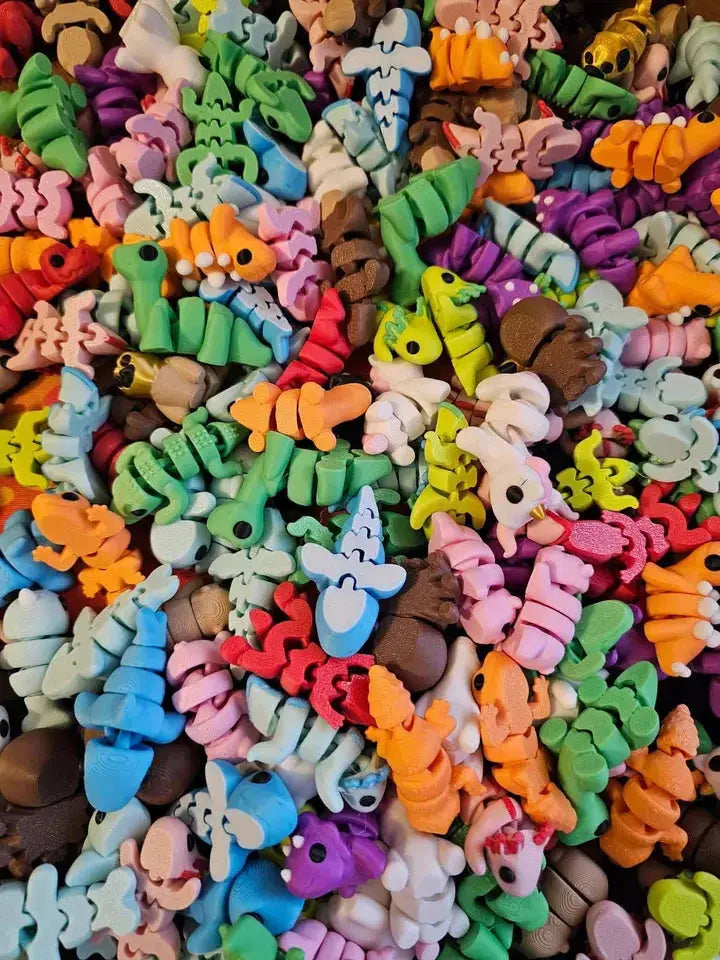 Colorful 3D printed fidget toys by Mushroom Lady Co