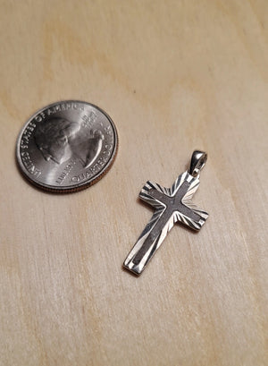 .925 Sterling Silver Cross Pendant by Cotton Street Art Company, handmade jewelry detail photo 4