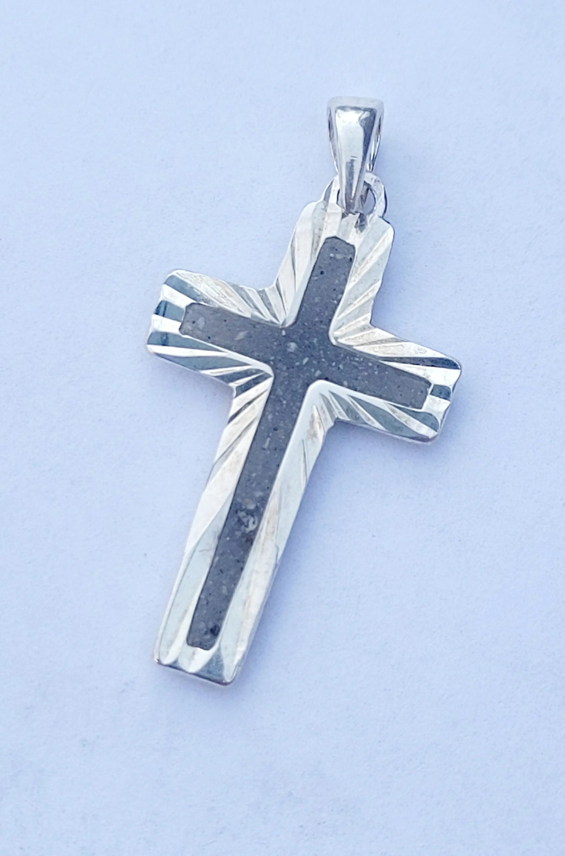 .925 Sterling Silver Cross Pendant by Cotton Street Art Company, handmade jewelry detail photo 5