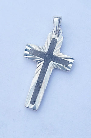 .925 Sterling Silver Cross Pendant by Cotton Street Art Company, handmade jewelry detail photo 5