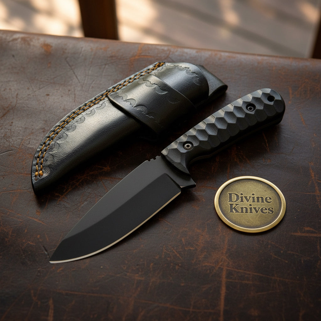 Sculpted Blackout Fixed Blade Knife with product detail, view 2
