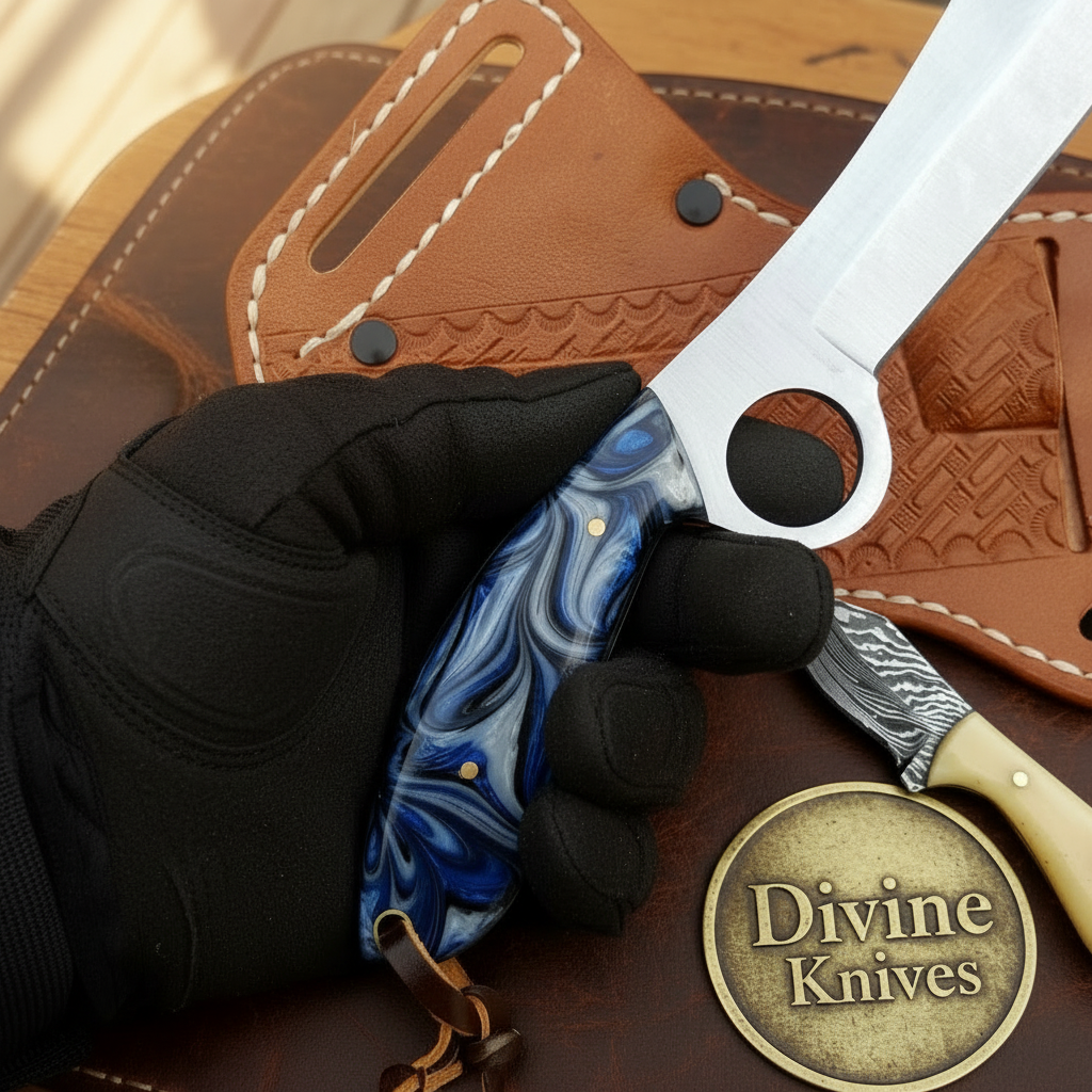 Finger Hole Bull Cutter & Neck Knife Set by Divine Knives, product view 2
