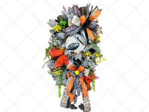 Pelican Coastal Wreath | Summer Beach House Door Decor handmade by Bouge Creations