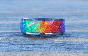 Pride Rainbow Memorial Ring by Cotton Street Art Company, handmade jewelry detail photo 8