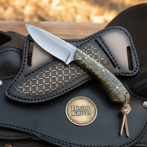 Ram Horn Satin Drop Point Hunter Knife for Field Dressing and Camp Use