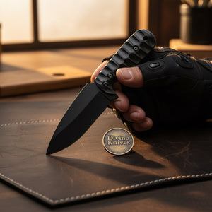 Sculpted Blackout Fixed Blade Knife with product detail, view 3