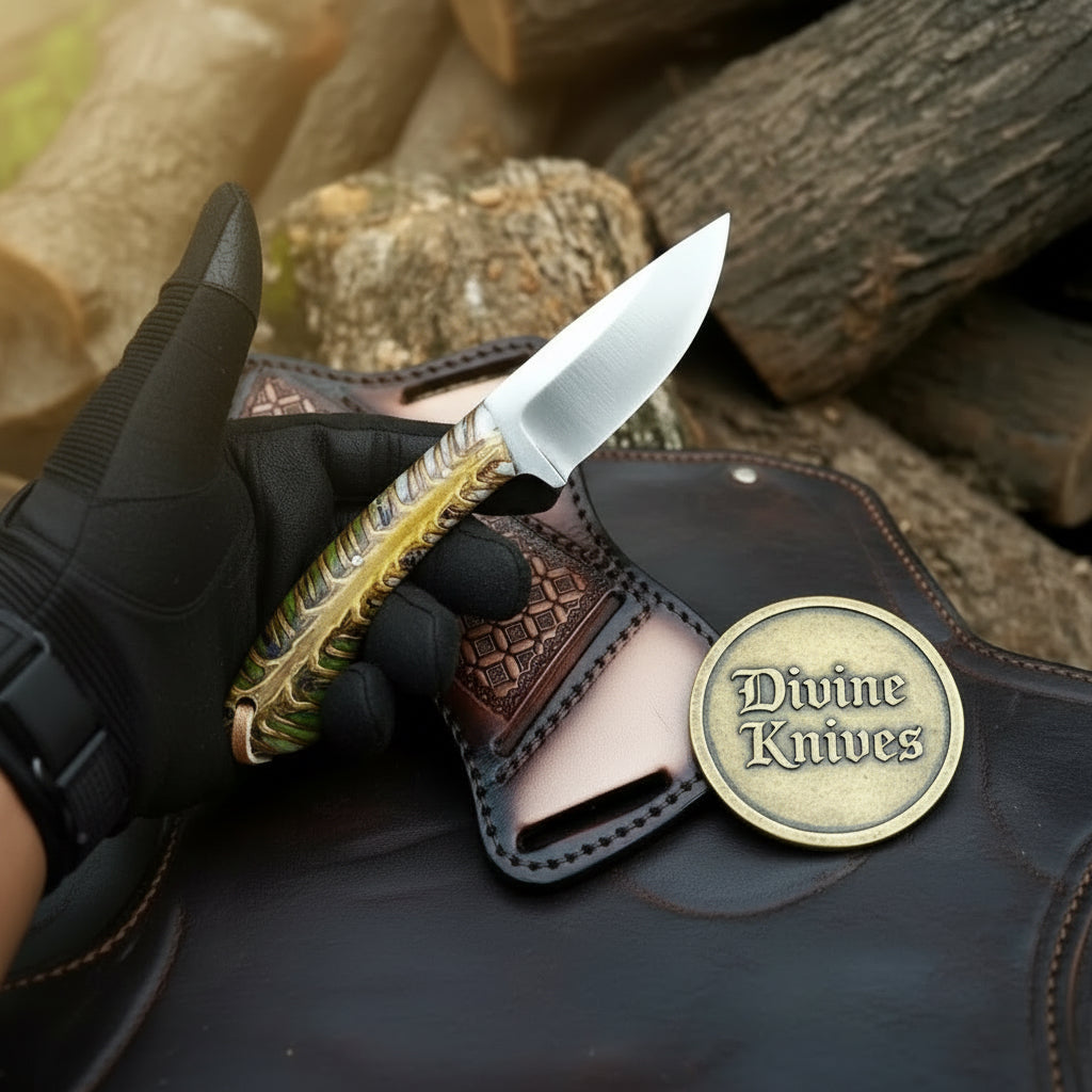 Yellow Ram Horn Drop Point Hunter Knife for Hunters and Outdoor Users
