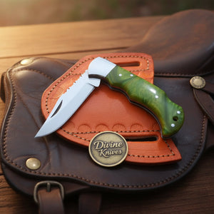 Lime Green Resin Lockback Pocket Knife with product detail, view 2