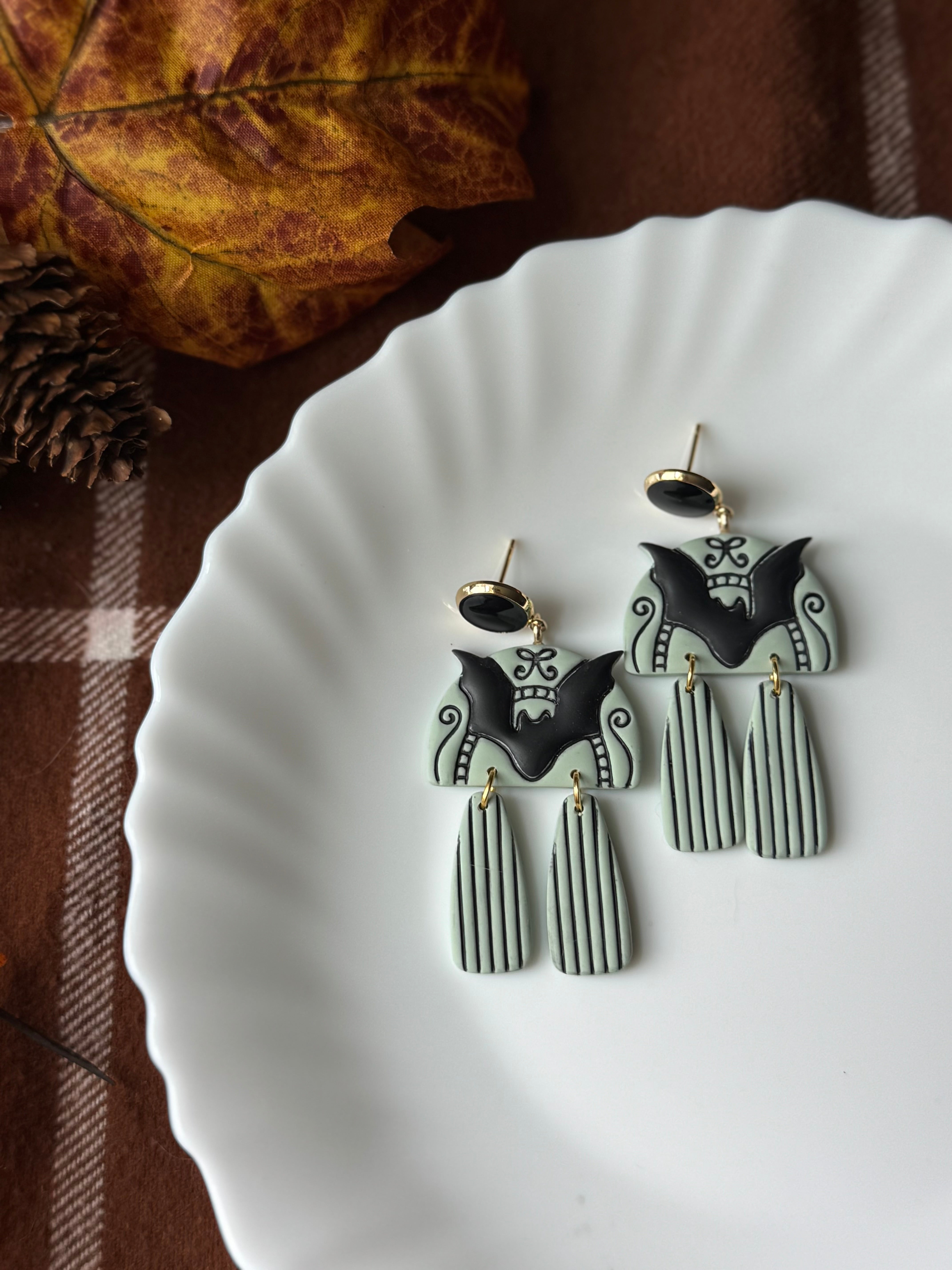 After Dusk Sage handmade polymer clay earrings by Shop Something Earthy — view 1 of 2