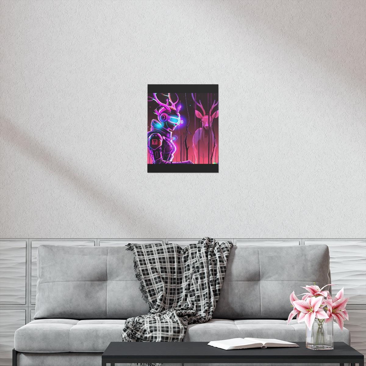 futuristic woman and deer Posters