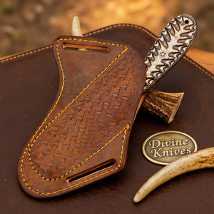 Orange Pinecone Damascus Bull Cutter for Ranch Work