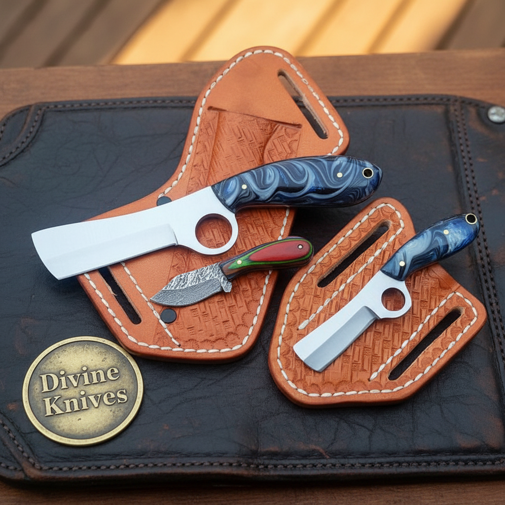 Finger Hole Bull Cutter & Mini Bull Cutter Set by Divine Knives