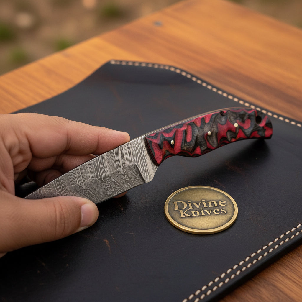 Damascus Smokewood Hunter with Flame Marbled product detail, view 2