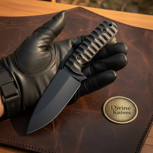 Sculpted Blackout Fixed Blade Knife with product detail, view 4