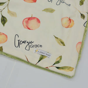 Georgia Peach Personalized Minky Baby Blanket by AGreatBaby — view 3 of 6