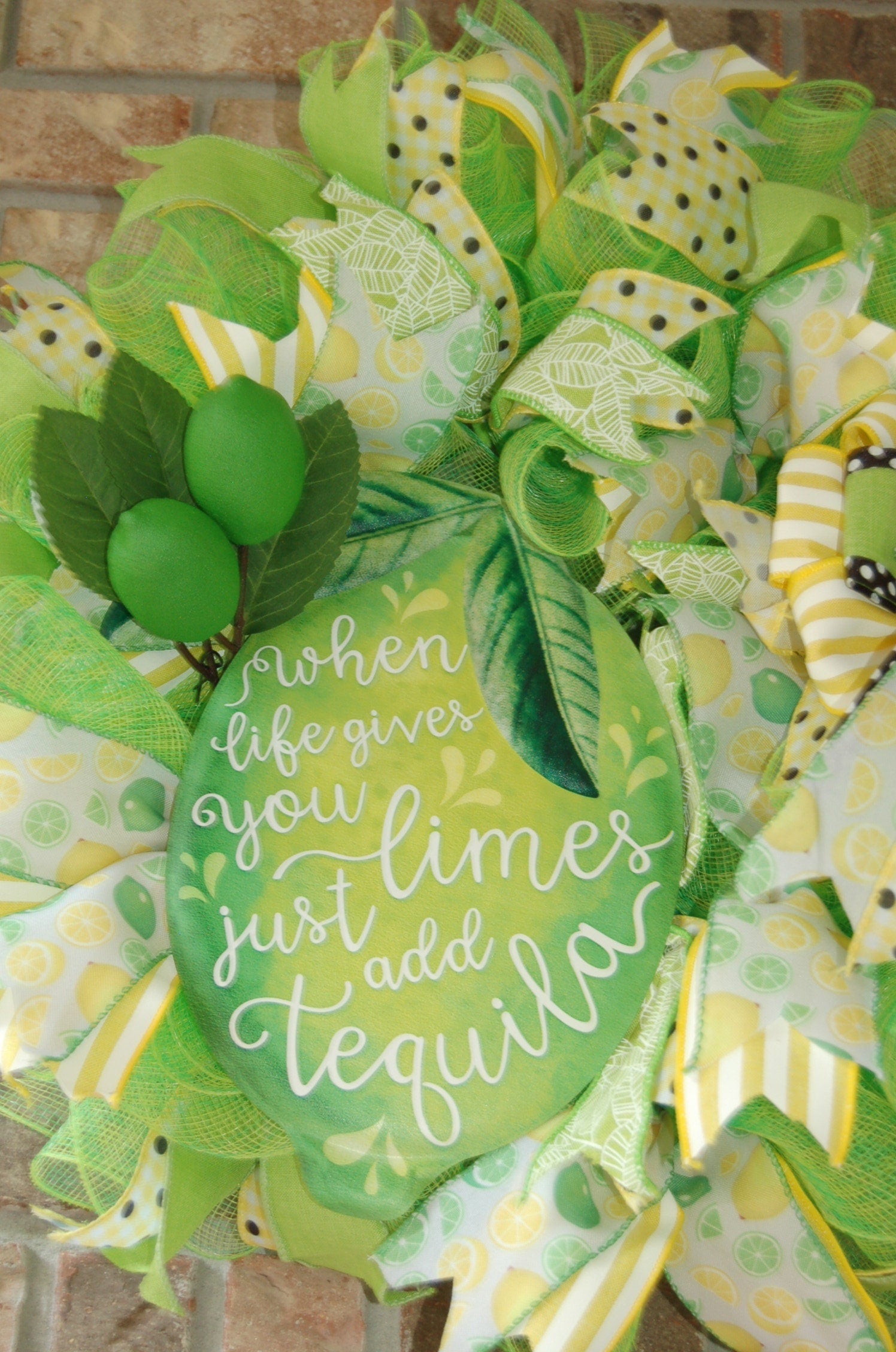 Tequila Lime Summer Wreath | Citrus Front Door Decor by Bouge Creations, view 5