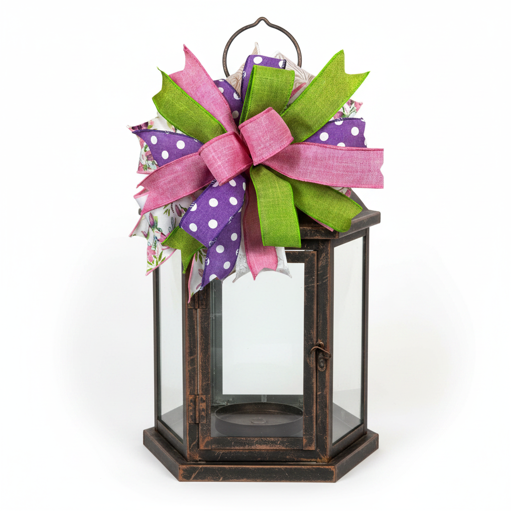 Hummingbird Bow | Pink, Green, Purple Floral Wreath Decor by Bouge Creations