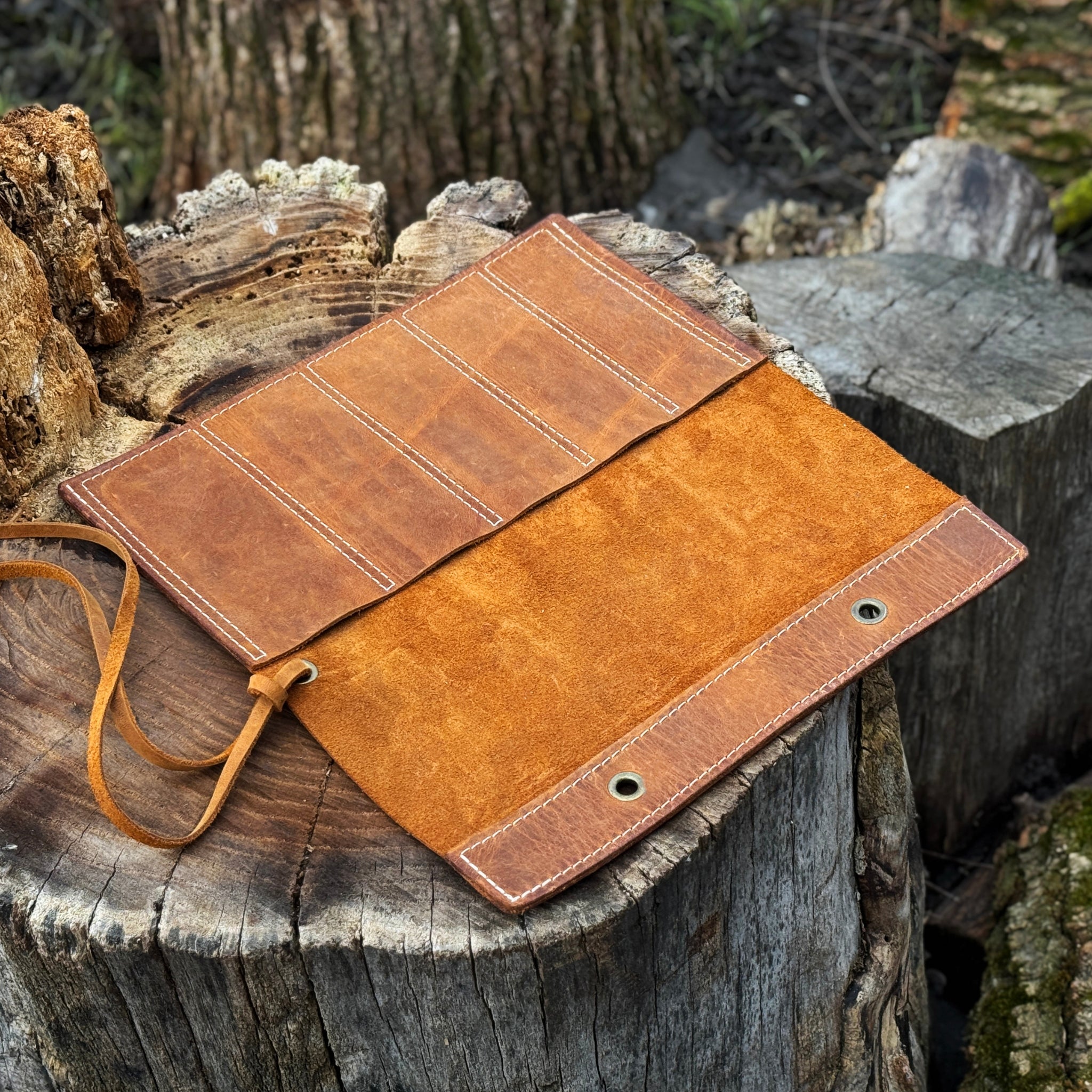 5 Pocket Leather Chisel Roll by Sharky Forged Steel Tools