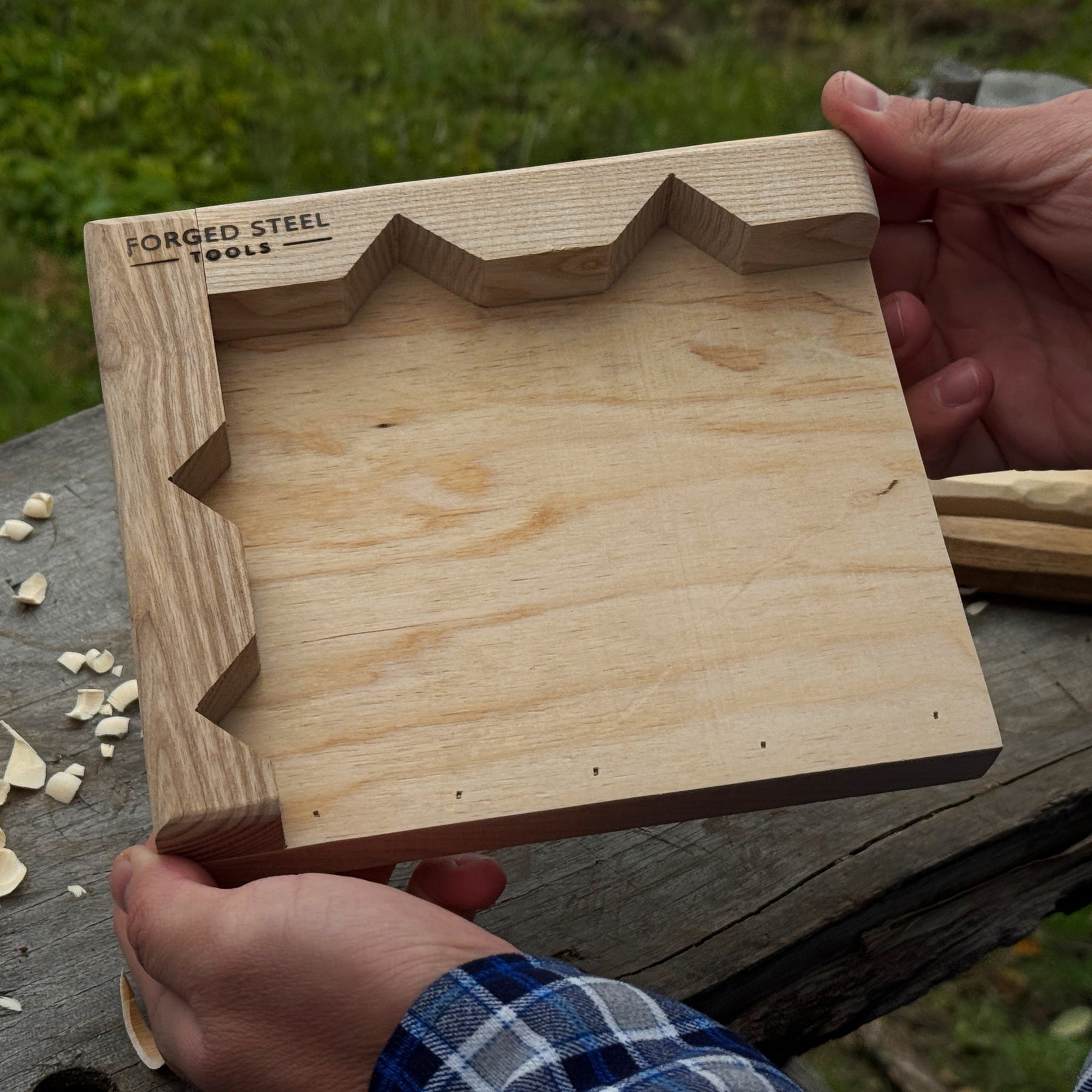 Bench Hook for Wood Carving and Chiseling – Handcrafted Wooden Work Support detail view by Sharky Forged Steel Tools
