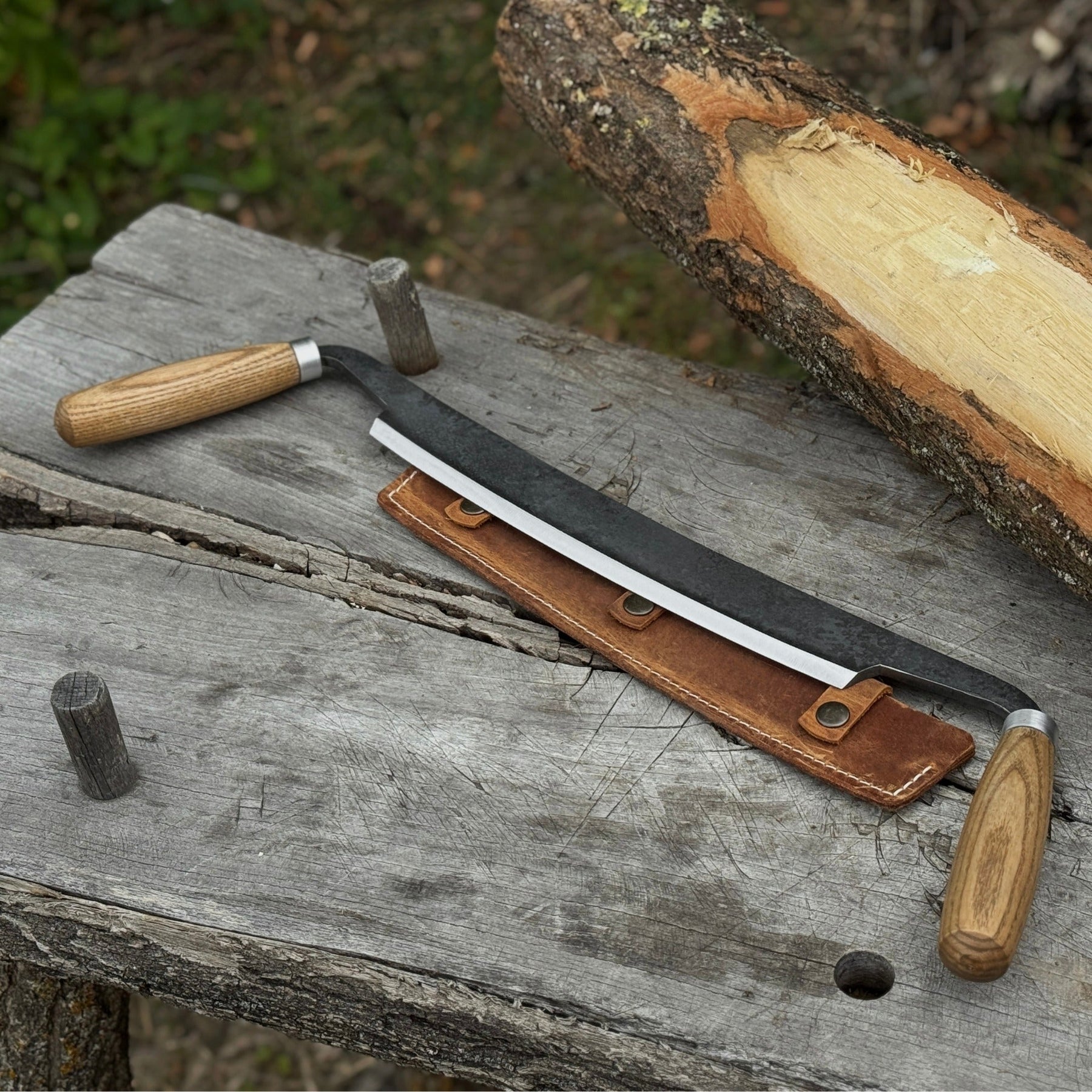 Straight Drawknife, 26 cm (10.2 inches) Cutting Edge by Sharky Forged Steel Tools