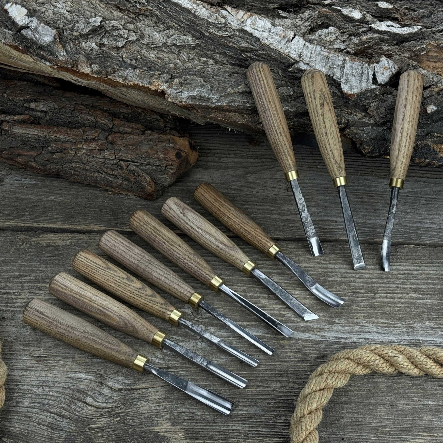 10-Piece Wood Carving Chisel & Gouge Set detail view by Sharky Forged Steel Tools