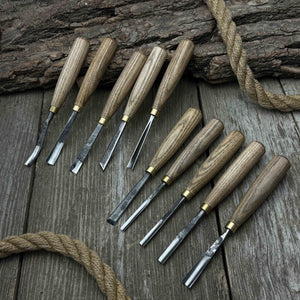 10-Piece Wood Carving Chisel & Gouge Set detail view by Sharky Forged Steel Tools