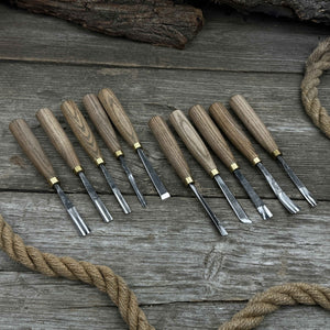 10-Piece Wood Carving Chisel & Gouge Set detail view by Sharky Forged Steel Tools