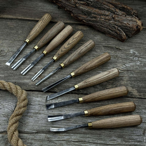 10-Piece Wood Carving Chisel & Gouge Set detail view by Sharky Forged Steel Tools