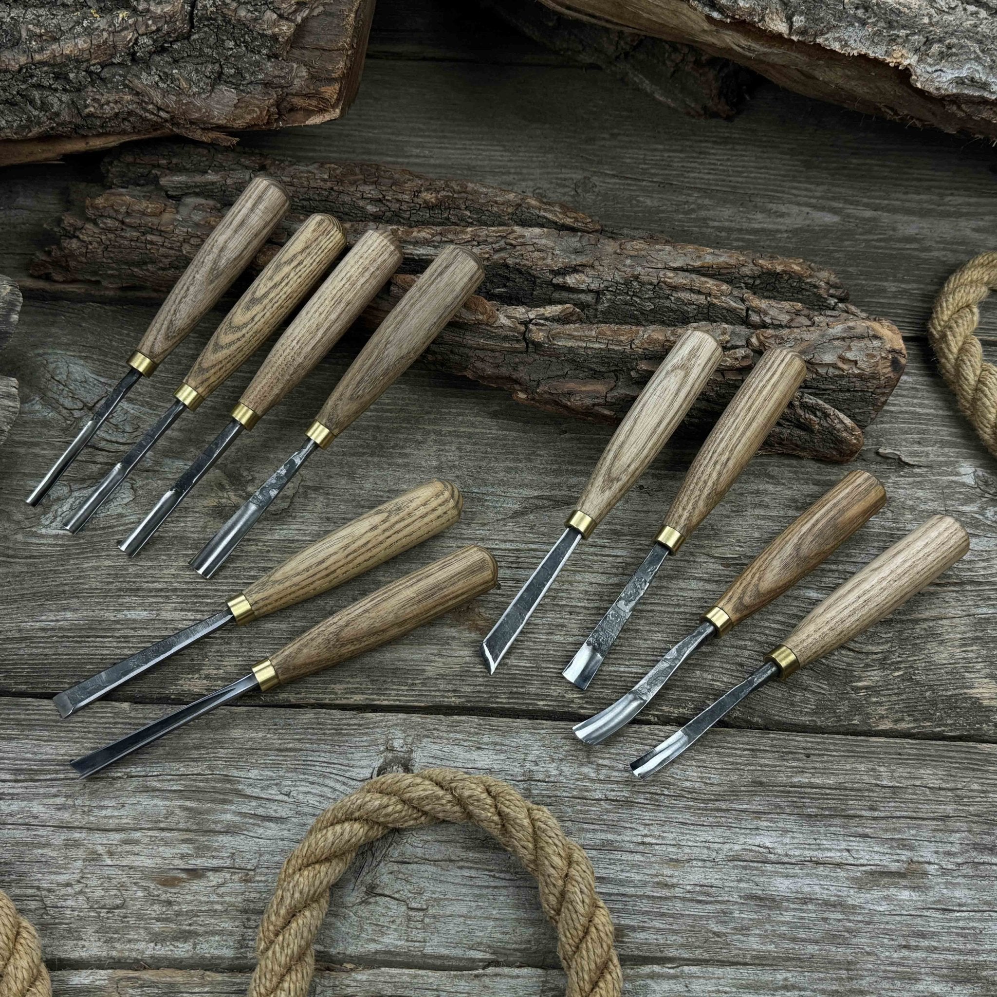 10-Piece Wood Carving Chisel & Gouge Set by Sharky Forged Steel Tools