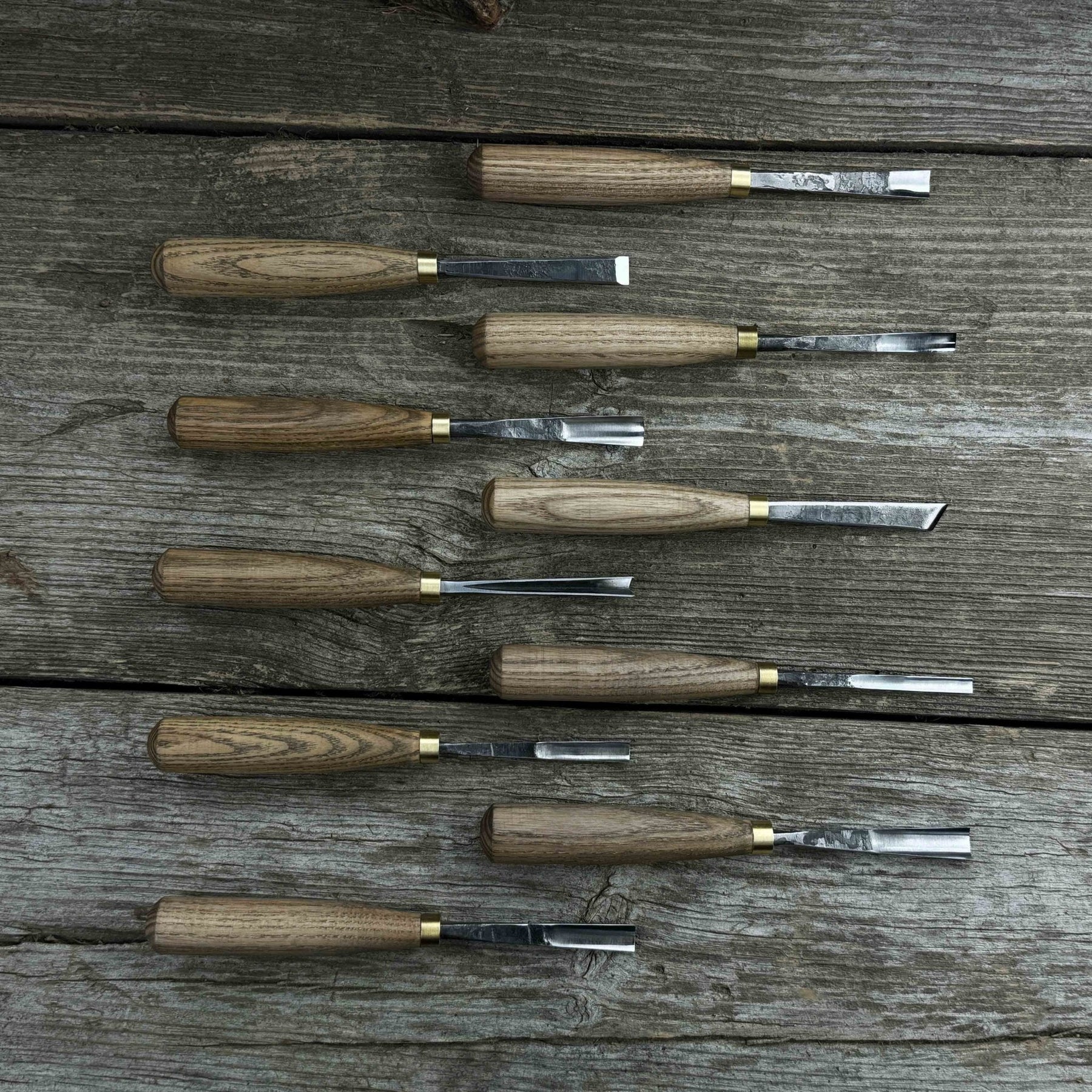 10-Piece Wood Carving Chisel & Gouge Set detail view by Sharky Forged Steel Tools