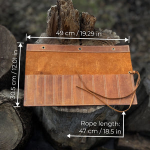 10 Pocket Leather Chisel Roll detail view by Sharky Forged Steel Tools