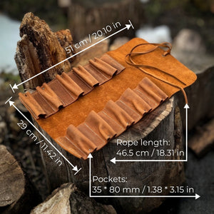10 Pocket Leather Tool Roll detail view by Sharky Forged Steel Tools