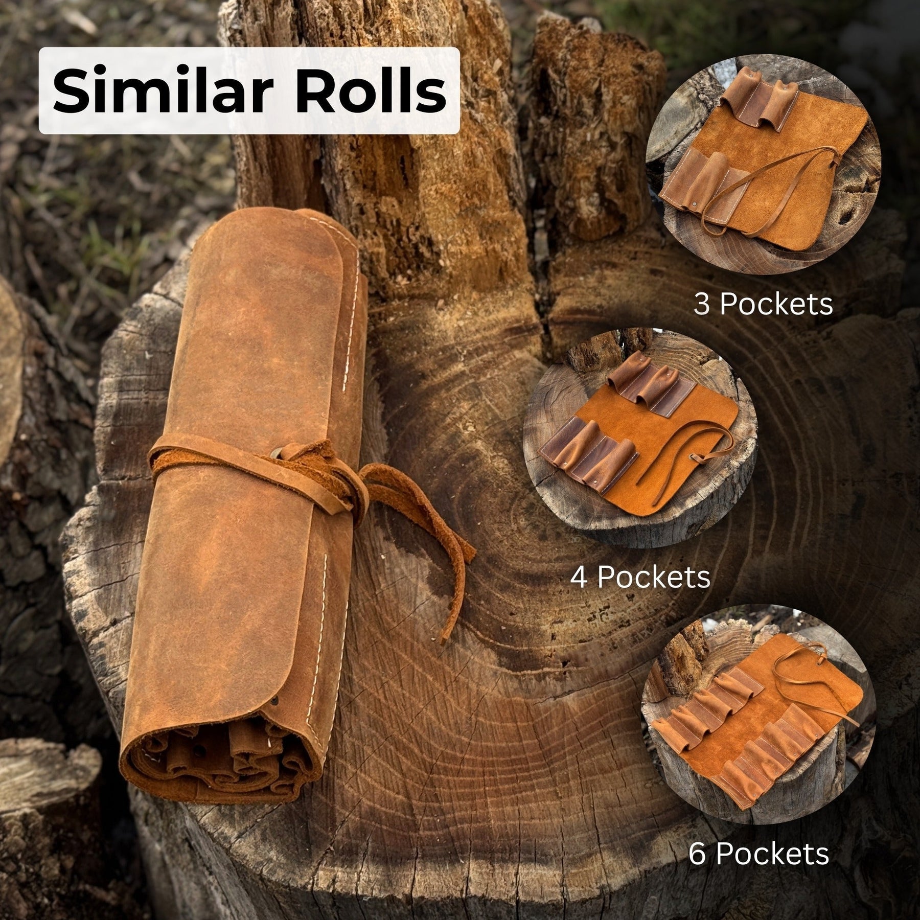 10 Pocket Leather Tool Roll detail view by Sharky Forged Steel Tools