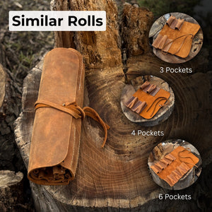 10 Pocket Leather Tool Roll detail view by Sharky Forged Steel Tools