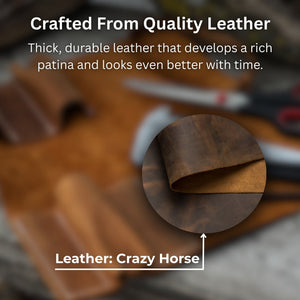 10 Pocket Leather Tool Roll detail view by Sharky Forged Steel Tools