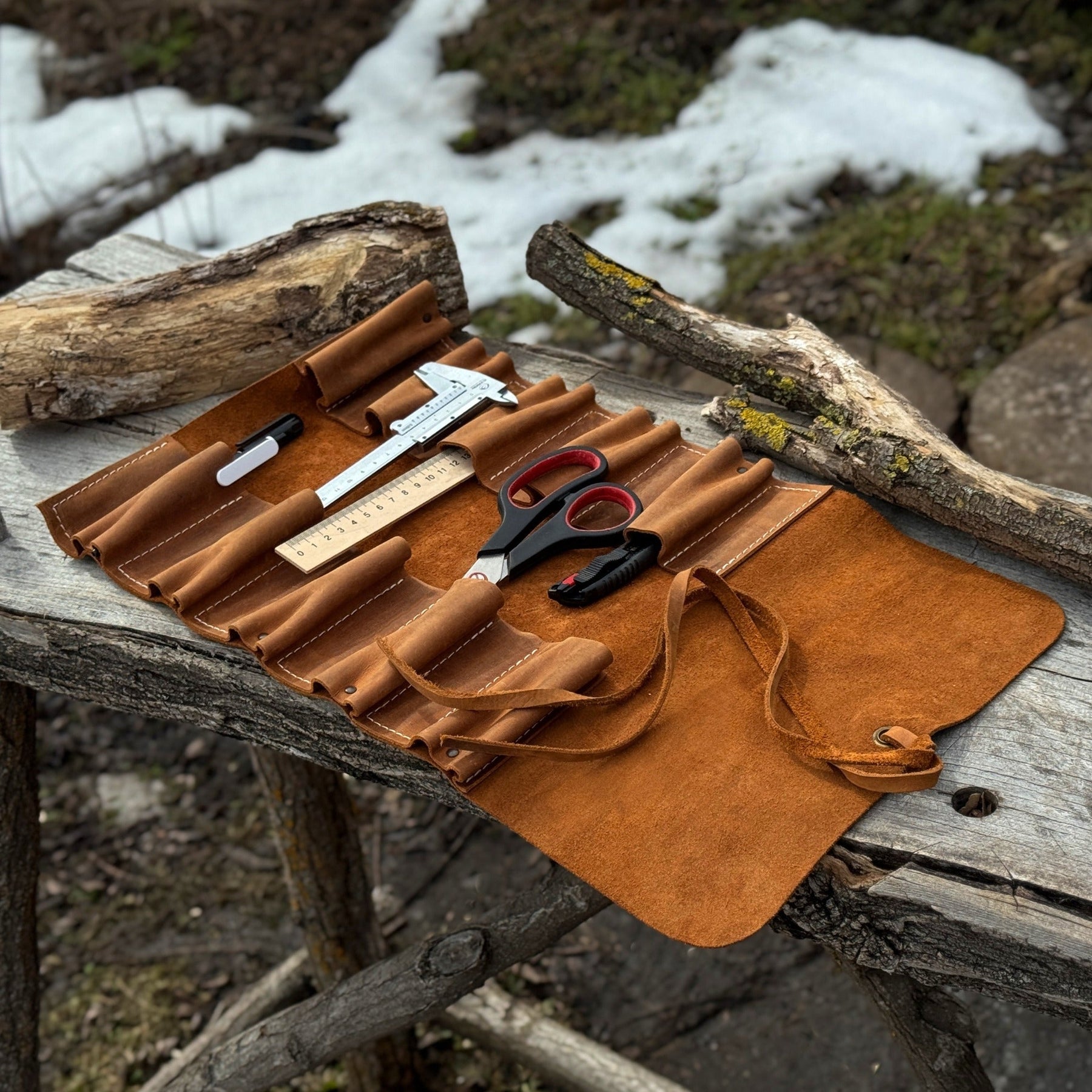 10 Pocket Leather Tool Roll by Sharky Forged Steel Tools