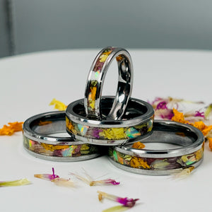 Dried Flowers & Opal Ring ~ Handmade with the Flowers You Send by Cotton Street Art Company, handmade jewelry detail photo 5