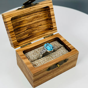 Blue Willow Turquoise Tru-Stone & Sterling Silver Memorial Ring by Cotton Street Art Company, handmade jewelry detail photo 3