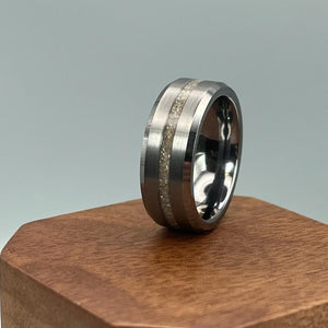 Thin Line of Love Tungsten Memorial Ring by Cotton Street Art Company, handmade jewelry detail photo 2