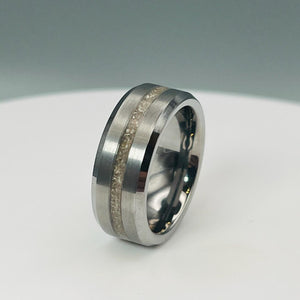 Thin Line of Love Tungsten Memorial Ring by Cotton Street Art Company, handmade jewelry detail photo 3