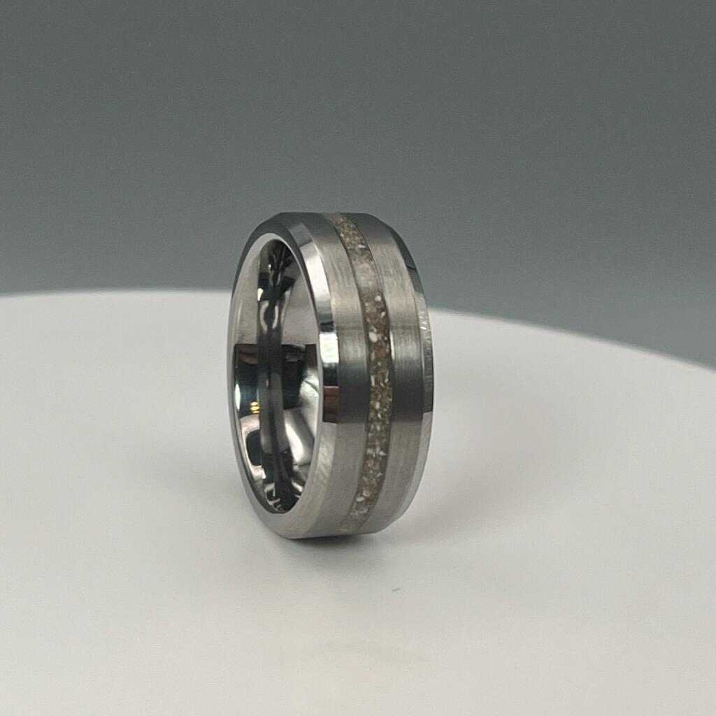 Thin Line of Love Tungsten Memorial Ring by Cotton Street Art Company, handmade jewelry detail photo 4