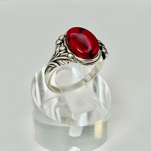 Red Jasper Weeping Willow - Tru-Stone Memorial Ring by Cotton Street Art Company, handmade jewelry detail photo 7