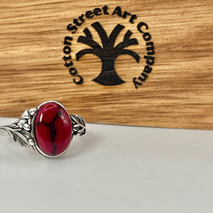 Red Jasper Weeping Willow - Tru-Stone Memorial Ring by Cotton Street Art Company, handmade jewelry detail photo 6