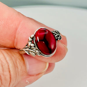 Red Jasper Weeping Willow - Tru-Stone Memorial Ring by Cotton Street Art Company, handmade jewelry detail photo 10