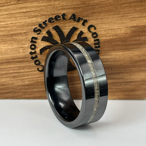 Thin Line of Love Black Ceramic Memorial Ring by Cotton Street Art Company, handmade jewelry main product photo