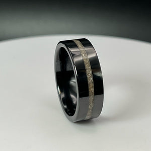 Thin Line of Love Black Ceramic Memorial Ring by Cotton Street Art Company, handmade jewelry detail photo 5