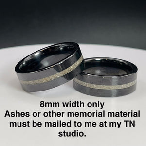 Thin Line of Love Black Ceramic Memorial Ring by Cotton Street Art Company, handmade jewelry detail photo 3