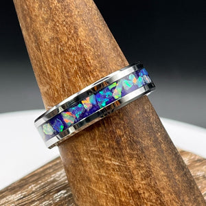 Purple Pearl Opal Ring - Custom Wedding Band by Cotton Street Art Company, handmade jewelry detail photo 2