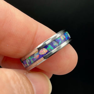 Purple Pearl Opal Ring - Custom Wedding Band by Cotton Street Art Company, handmade jewelry detail photo 6