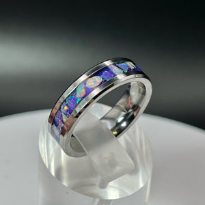 Purple Pearl Opal Ring - Custom Wedding Band by Cotton Street Art Company, handmade jewelry detail photo 3